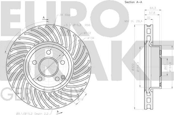 Eurobrake 58152033103 - Гальмівний диск autozip.com.ua