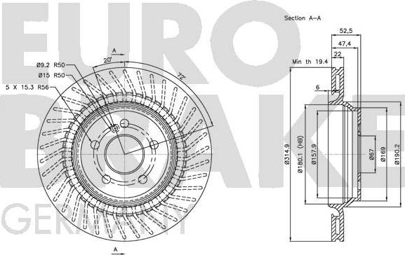 Eurobrake 5815203384 - Гальмівний диск autozip.com.ua