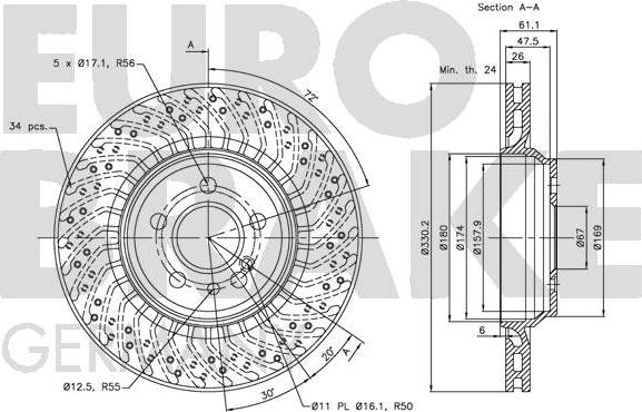 Eurobrake 5815203385 - Гальмівний диск autozip.com.ua