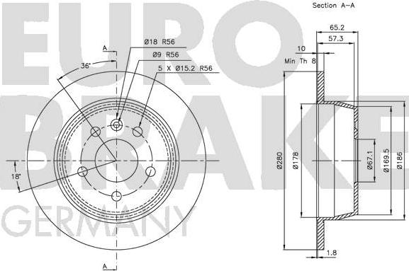 Eurobrake 5815203333 - Гальмівний диск autozip.com.ua