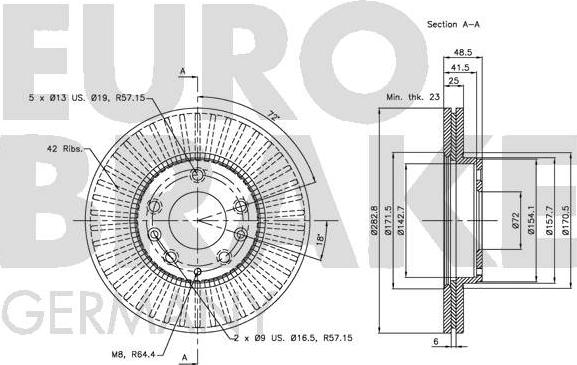 Eurobrake 5815203245 - Гальмівний диск autozip.com.ua