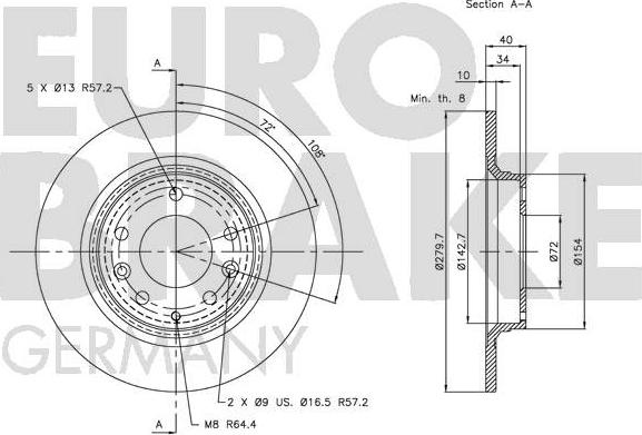 Eurobrake 5815203246 - Гальмівний диск autozip.com.ua