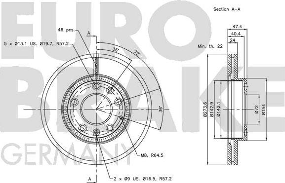 Eurobrake 5815203241 - Гальмівний диск autozip.com.ua