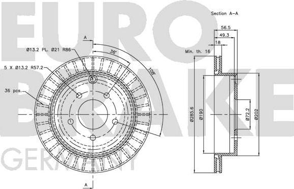 Eurobrake 5815203242 - Гальмівний диск autozip.com.ua