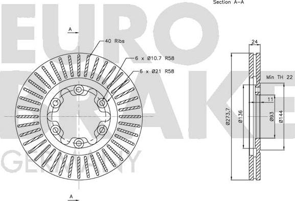 Eurobrake 5815203256 - Гальмівний диск autozip.com.ua