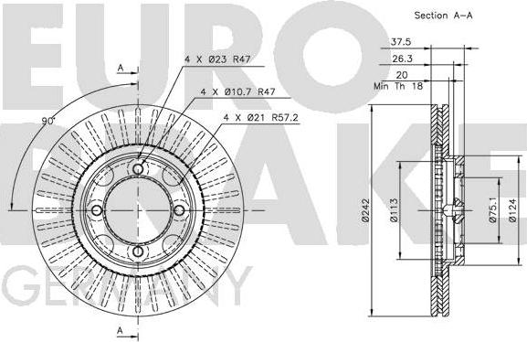 Eurobrake 5815203219 - Гальмівний диск autozip.com.ua