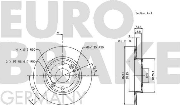 Eurobrake 5815203239 - Гальмівний диск autozip.com.ua