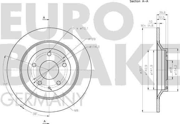 Eurobrake 5815203279 - Гальмівний диск autozip.com.ua