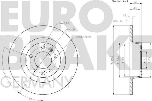 Eurobrake 5815203740 - Гальмівний диск autozip.com.ua