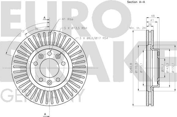 Eurobrake 5815203741 - Гальмівний диск autozip.com.ua