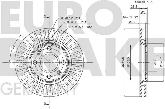 Eurobrake 5815203719 - Гальмівний диск autozip.com.ua
