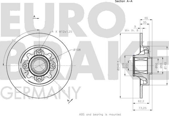 Eurobrake 5815203738 - Гальмівний диск autozip.com.ua
