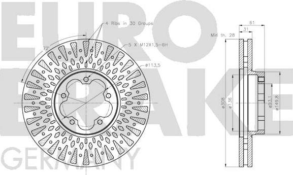 Eurobrake 5815202594 - Гальмівний диск autozip.com.ua
