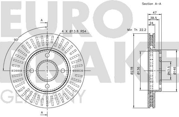 Eurobrake 5815202542 - Гальмівний диск autozip.com.ua
