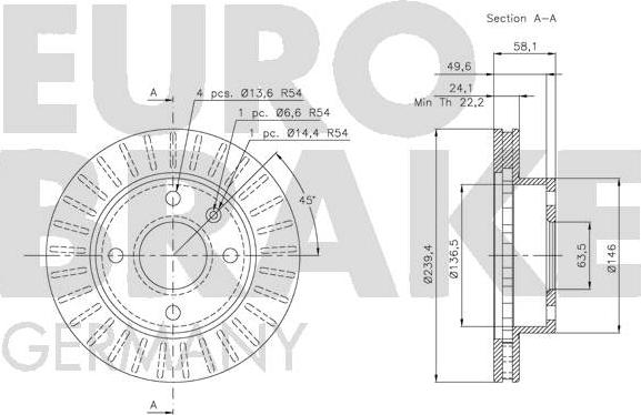 Eurobrake 5815202514 - Гальмівний диск autozip.com.ua