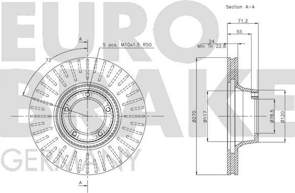 Eurobrake 5815202518 - Гальмівний диск autozip.com.ua