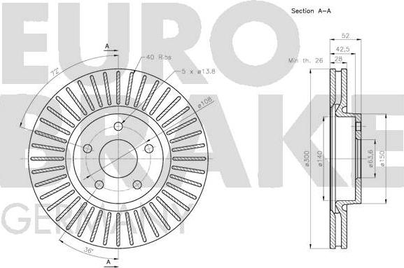 Eurobrake 5815202581 - Гальмівний диск autozip.com.ua