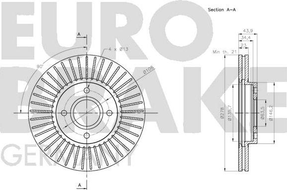 Eurobrake 5815202588 - Гальмівний диск autozip.com.ua