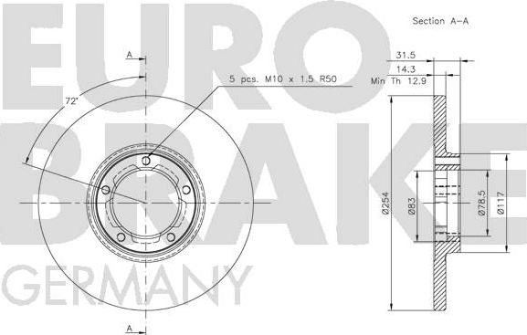 Eurobrake 5815202523 - Гальмівний диск autozip.com.ua