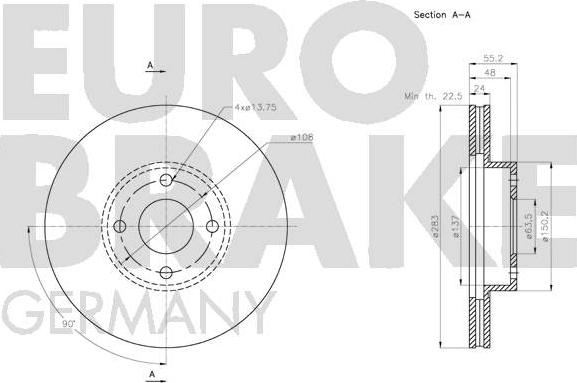 Eurobrake 5815202578 - Гальмівний диск autozip.com.ua