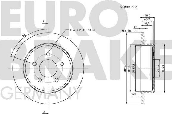 Eurobrake 5815202572 - Гальмівний диск autozip.com.ua