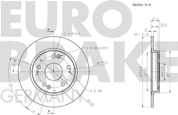 Eurobrake 5815202655 - Гальмівний диск autozip.com.ua