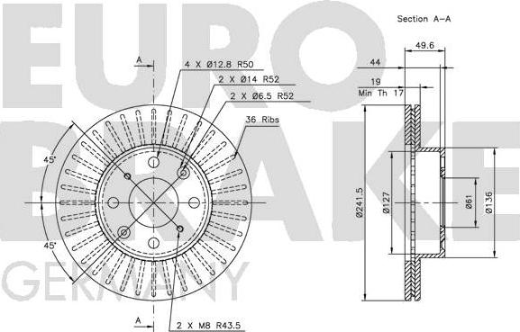 Eurobrake 5815202607 - Гальмівний диск autozip.com.ua