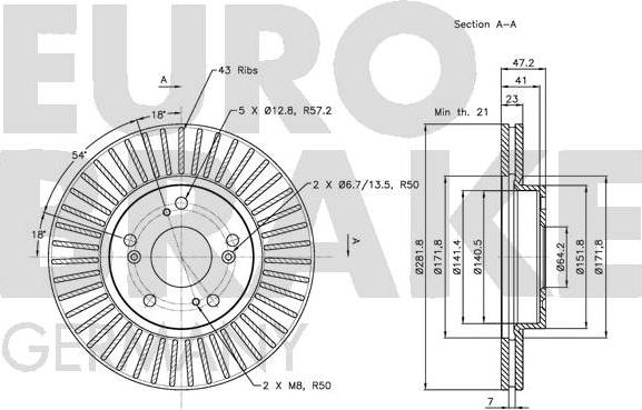 Eurobrake 5815202636 - Гальмівний диск autozip.com.ua