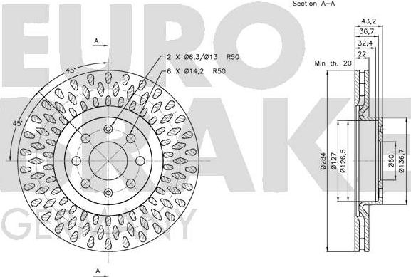 Eurobrake 5815202350 - Гальмівний диск autozip.com.ua