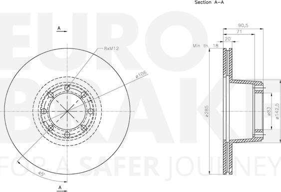 Eurobrake 5815202352 - Гальмівний диск autozip.com.ua