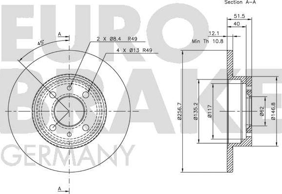 Eurobrake 5815202308 - Гальмівний диск autozip.com.ua