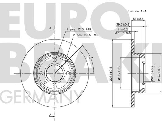 Eurobrake 5815202307 - Гальмівний диск autozip.com.ua