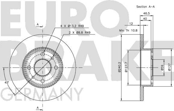 Eurobrake 5815202314 - Гальмівний диск autozip.com.ua