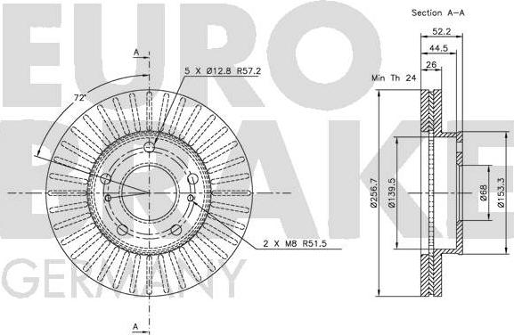 Eurobrake 5815202243 - Гальмівний диск autozip.com.ua