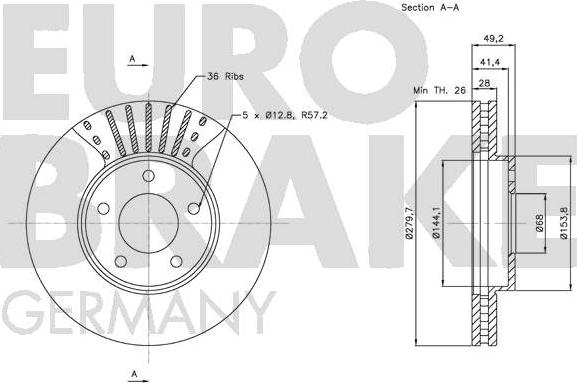 Eurobrake 5815202256 - Гальмівний диск autozip.com.ua