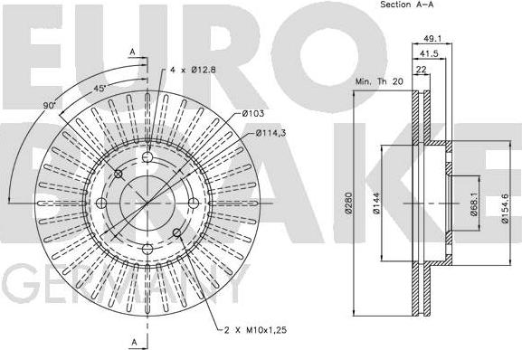 Eurobrake 5815202251 - Гальмівний диск autozip.com.ua