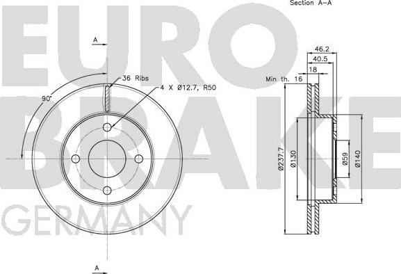 Eurobrake 5815202268 - Гальмівний диск autozip.com.ua