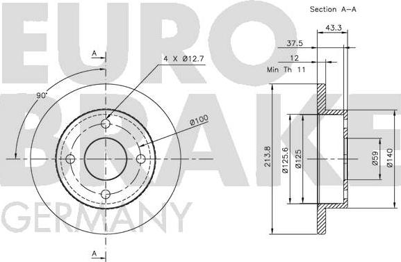 Eurobrake 5815202212 - Гальмівний диск autozip.com.ua