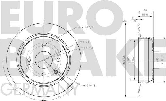 Eurobrake 5815202284 - Гальмівний диск autozip.com.ua