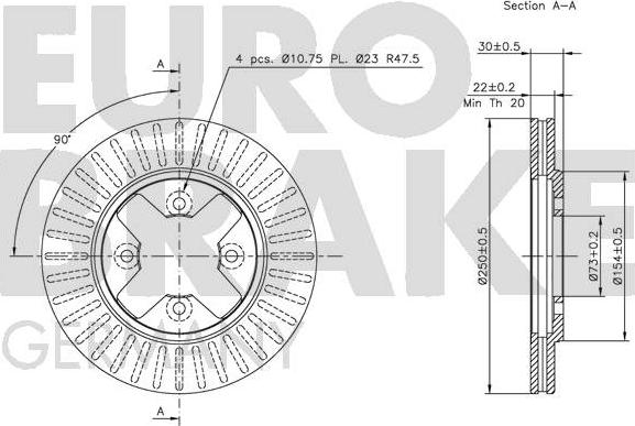 Eurobrake 5815202238 - Гальмівний диск autozip.com.ua