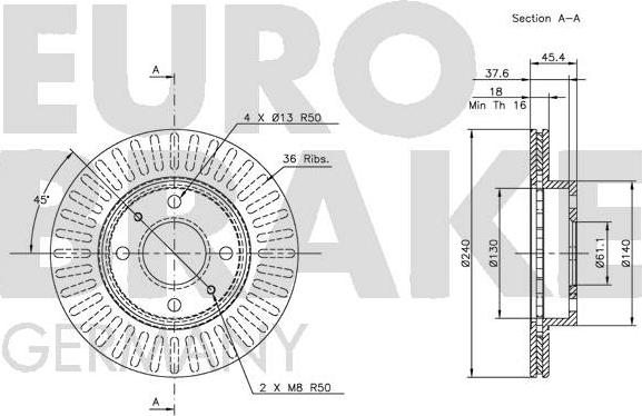 Eurobrake 5815202232 - Гальмівний диск autozip.com.ua