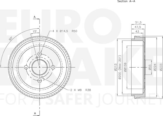 Eurobrake 5825254517 - Гальмівний барабан autozip.com.ua