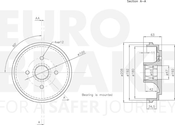 Eurobrake 5825255211 - Гальмівний барабан autozip.com.ua