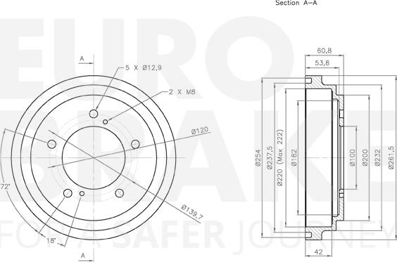 Eurobrake 5825255213 - Гальмівний барабан autozip.com.ua