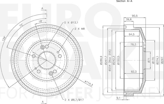 Eurobrake 5825253503 - Гальмівний барабан autozip.com.ua