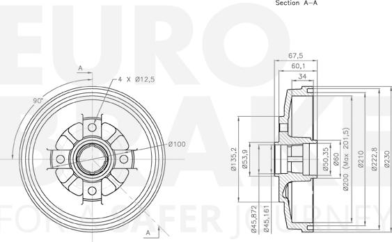 Eurobrake 5825253510 - Гальмівний барабан autozip.com.ua