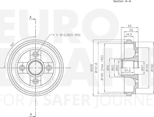 Eurobrake 5825253619 - Гальмівний барабан autozip.com.ua