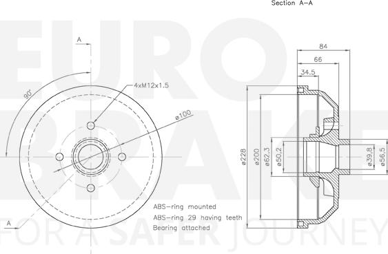 Eurobrake 5825253622 - Гальмівний барабан autozip.com.ua