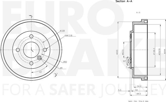 Eurobrake 5825252552 - Гальмівний барабан autozip.com.ua