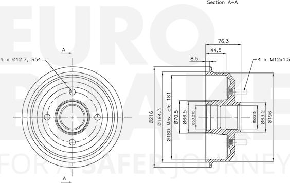 Eurobrake 5825252530 - Гальмівний барабан autozip.com.ua